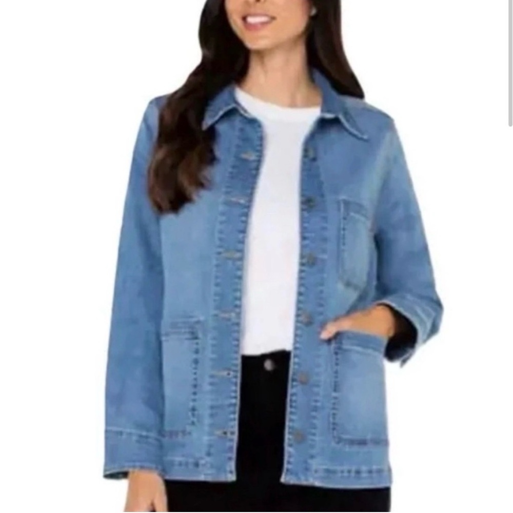 Well Worn Blue Denim Barn Jacket/ Chore Coat Coastal Grandma - Small - EUC - Picture 2 of 13
